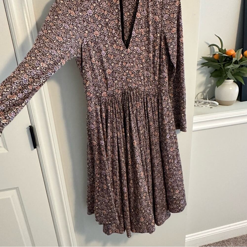 Rebecca Taylor V Neck Purple Floral Mini Dress 6 - Picture 11 of 13